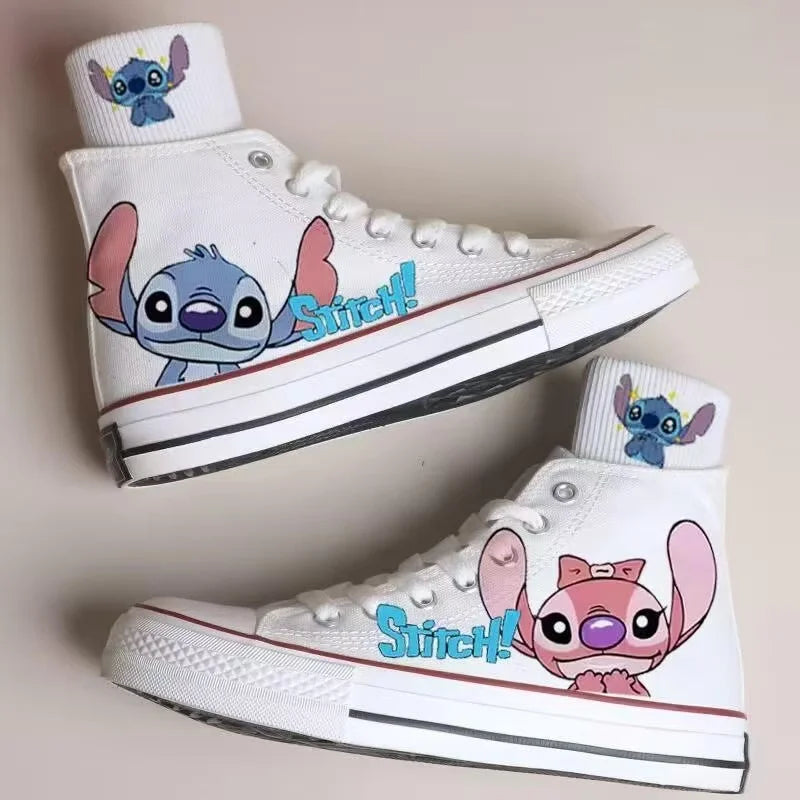 2024 autumn cartoon cute Stitch pattern student high top design sense niche black canvas shoes for men and women couple shoes