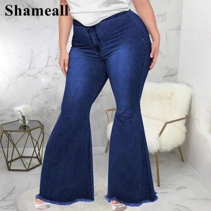 High Waist Spliced Flared Jeans