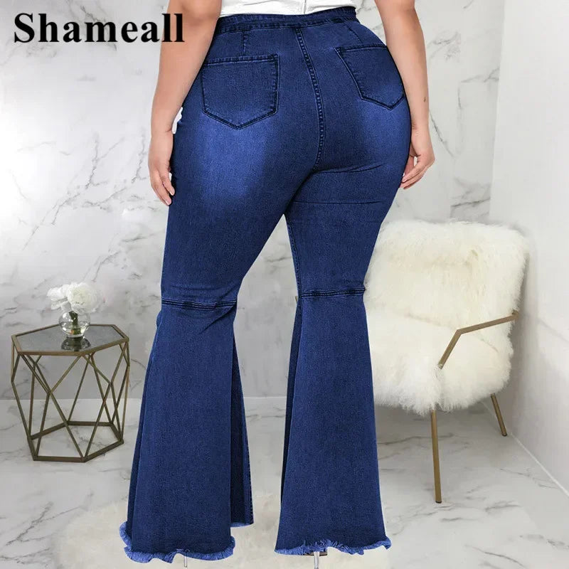 High Waist Spliced Flared Jeans