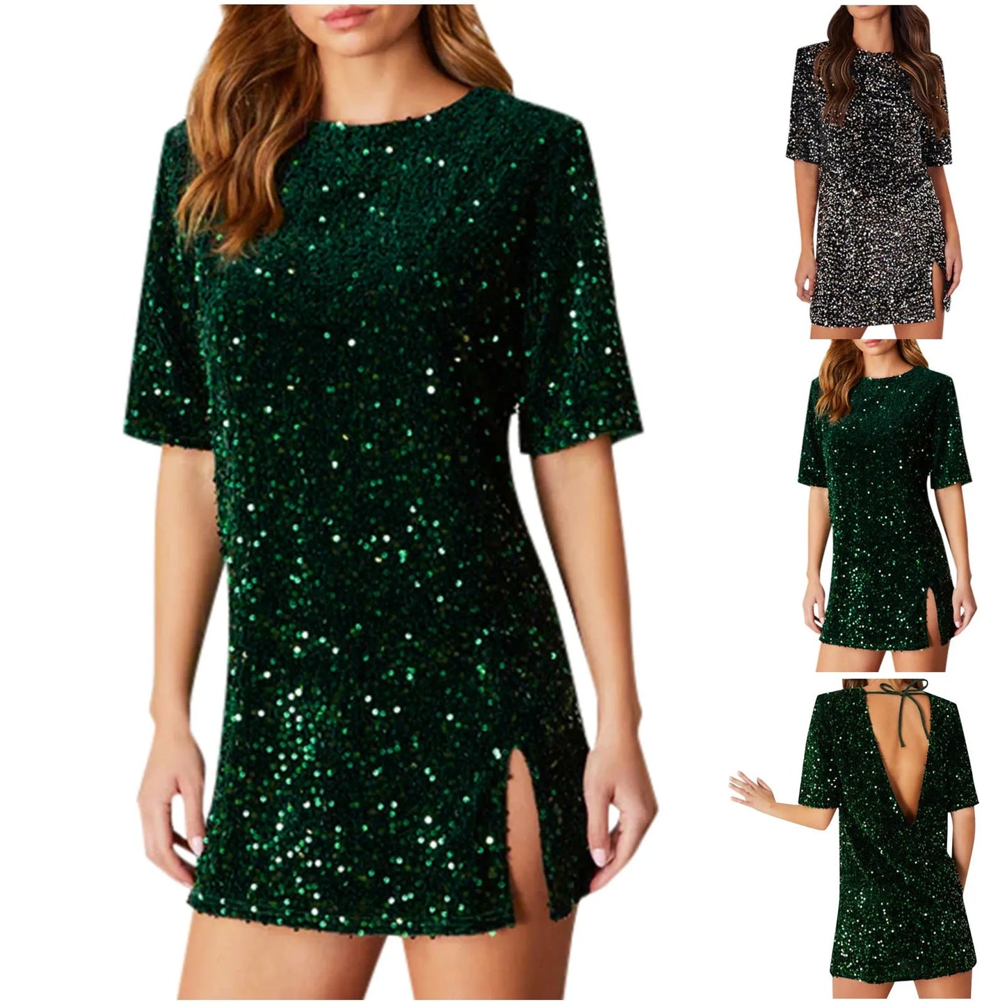 Shiny Sequins T-Shirt Dress