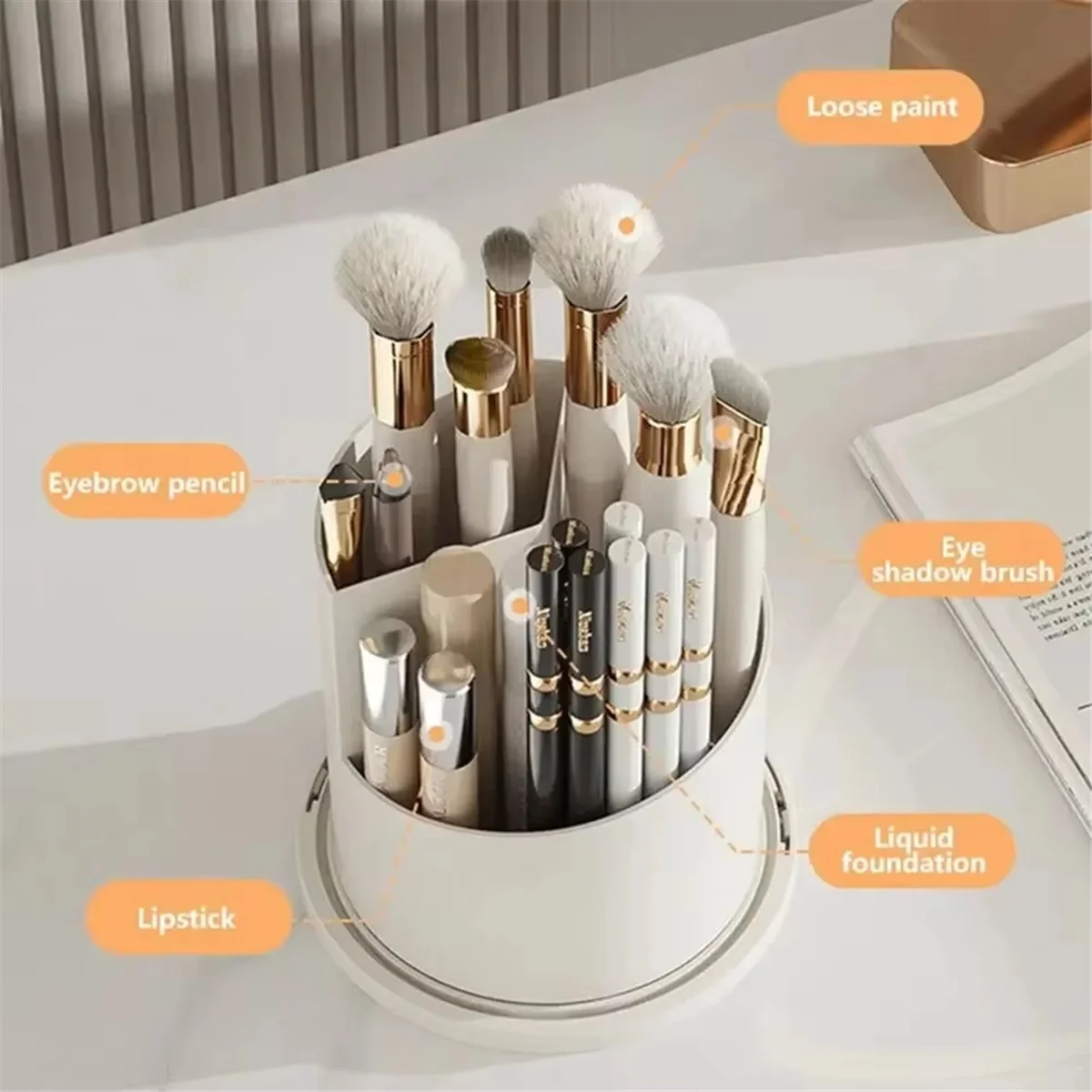 360 Rotating Makeup Brush Holder