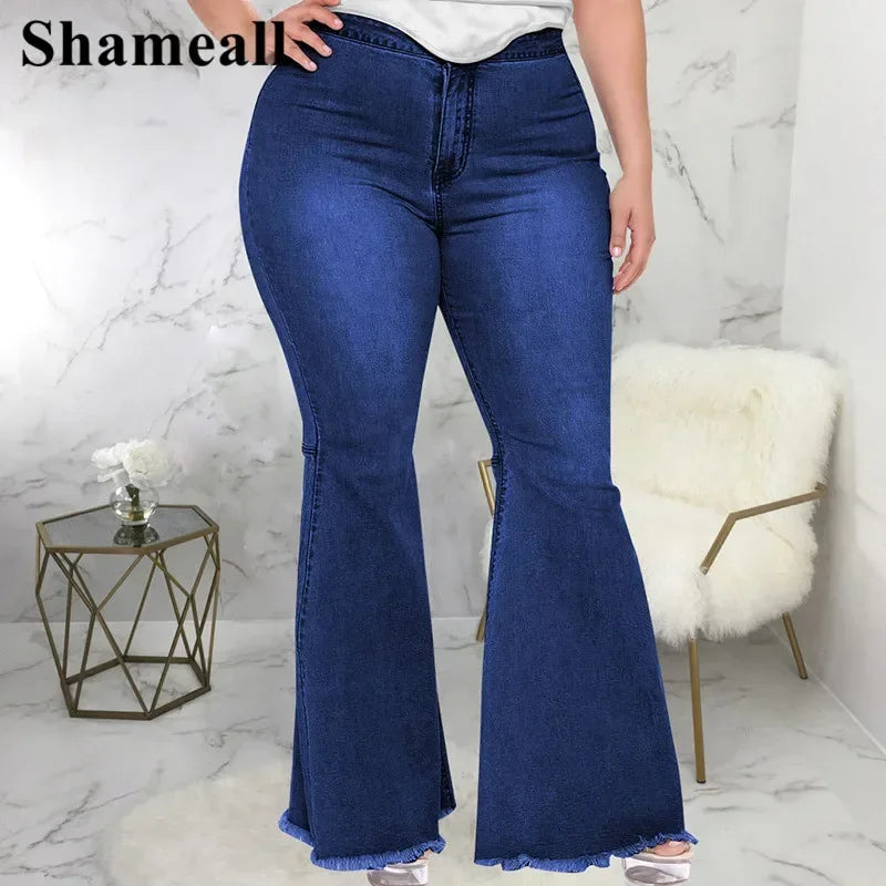 High Waist Spliced Flared Jeans