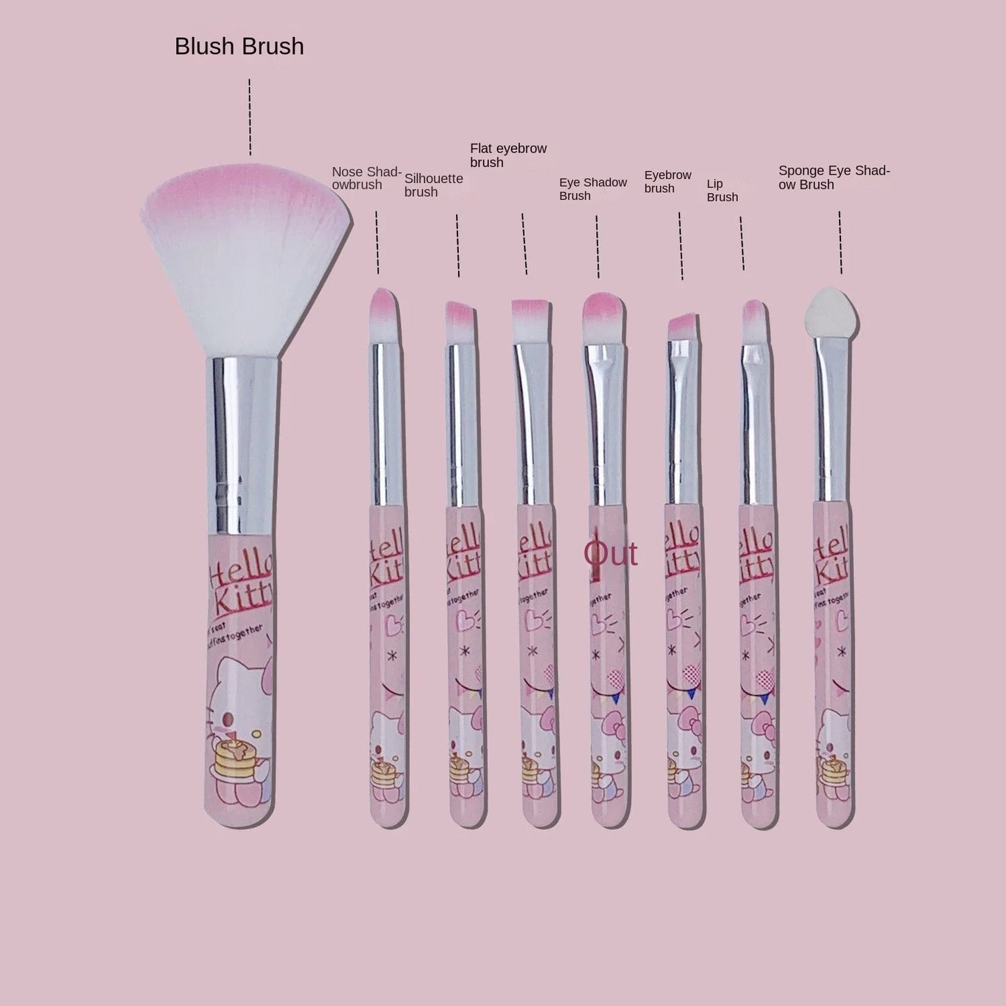 HelloKitty 8-piece makeup brush set