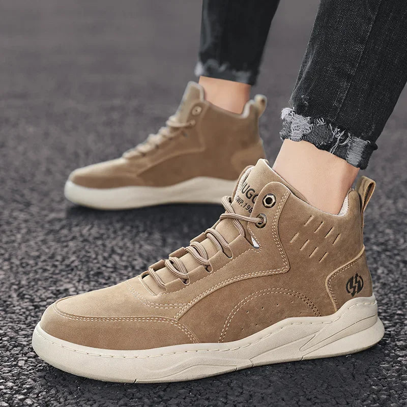 Autumn New Men's Sneakers Fashion High Top Casual Shoes Lace Up Ankle Boots Platform Boots for Men Plush Warm Winter Boots Tenis