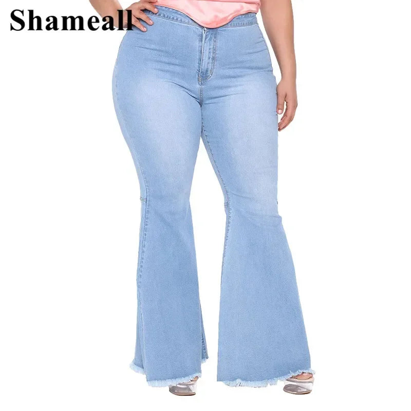 High Waist Spliced Flared Jeans